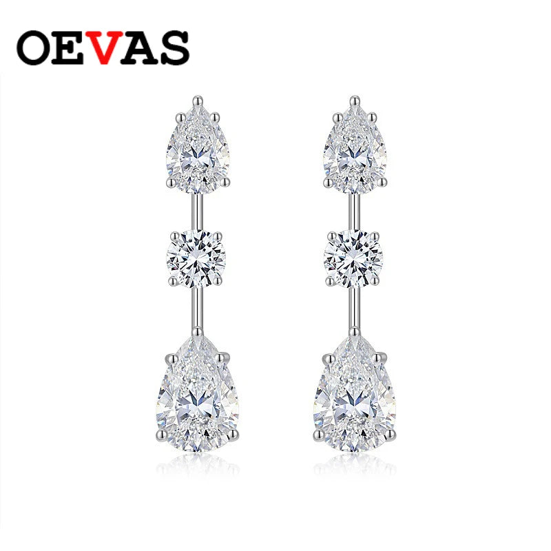 OEVAS Full D Color Moissanite Drop Earrings 100% S925 Sterling Silver Fine Jewelry for Women Wedding Party