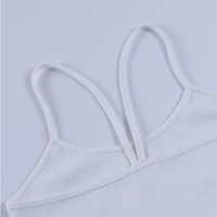 Knitted 94% Cotton Tank Tops Women Black White Sexy Low-Cut Back Cross Crop Tops For Women Streetwear Slimming Sports Vest