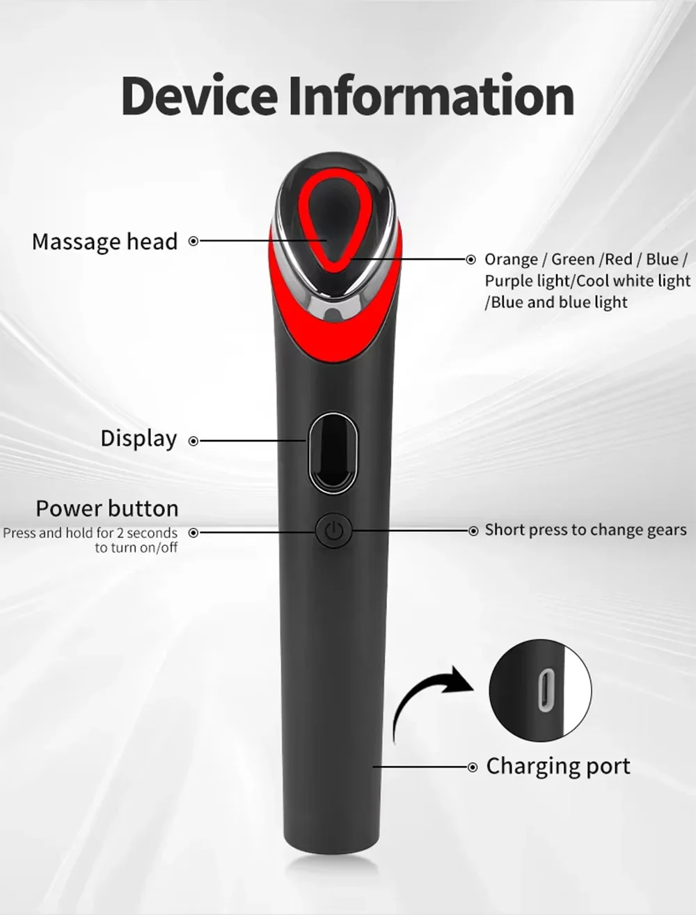 7 Colors Age-R Booster Pro Facial Skin Care Anti Wrinkle Beauty Device EMS Microcurrent Lift Massager Home Use Beauty Skin Care