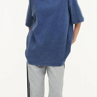 Summer men's washed T-shirt women's cotton loose round neck oversized T-shirt men's Korean Y2k top casual retro