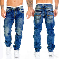 2024 Men Jeans Solid Pockets Stretch Denim Straight Pants Spring Summer Business Casual Trousers Daily Streetwear Men's Clothing