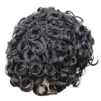 Q6  Swiss Lace Front&Pu Natural Hairline 1B40 1B65 Gray Black Men Toupee 24mm Curly Male Wigs Ash Blonde Human Hair Prosthesi