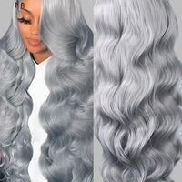 HD Silver Grey 13x6 Lace Frontal Wig 100% Vietnamese Body Wave Wigs Virgin Hair Gray Lace Front Human Hair Wis For Women On Sale