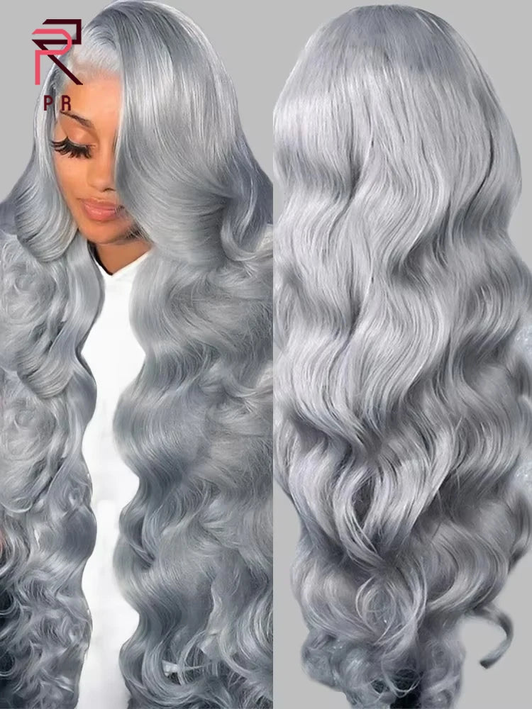 HD Silver Grey 13x6 Lace Frontal Wig 100% Vietnamese Body Wave Wigs Virgin Hair Gray Lace Front Human Hair Wis For Women On Sale
