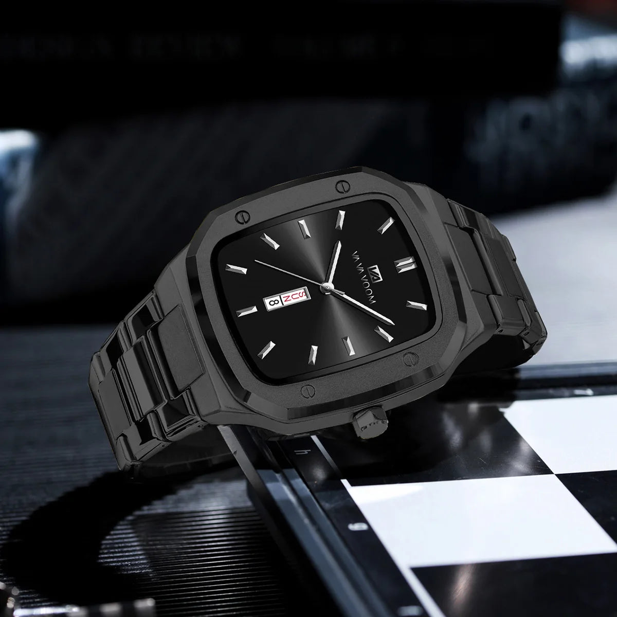 2025 New Men Watch Week Quartz Movement Square Stainless Steel Clock Gold Black Waterproof Luxury Brand Waterproof Sports Watch