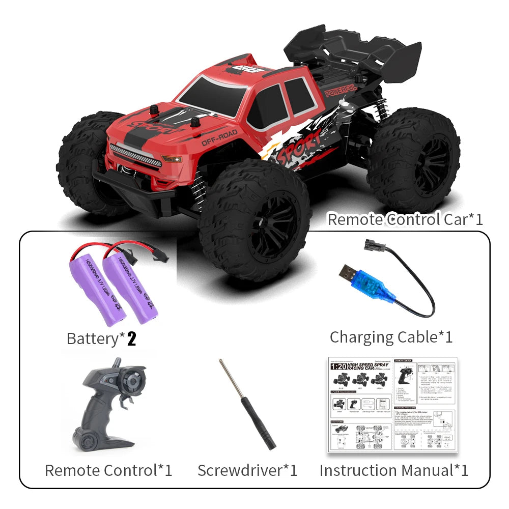 Rc Car High Speed with Light 2.4G Remote Control Racing Car Vehicle Truck 20KM/H Off-Road Climbing RC Toys for Kids Gift