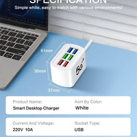 Elough 6 USB Charger Power Strip Desktop Fast Charging EU/US Plug Wall Phone Charger Adapter Electric Socket HUB Splitter 1M