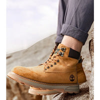 Autumn Winter Velvet Platform Boots for Men Designer Soft-soled Cow Suede Work Shoes Man Fashion Non-slip Yellow Ankle Boot Male