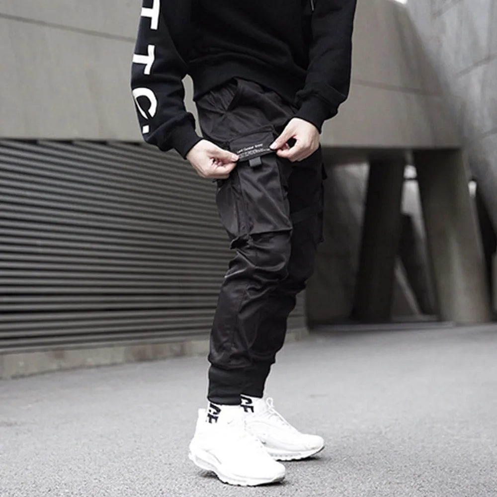New Streetwear Men's Multi Pockets Cargo Harem Pants Hip Hop Casual Male Track Pants Joggers Trousers Fashion Harajuku Men Pants