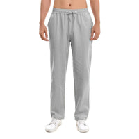 New Men's Cotton Pants Summer Breathable Trousers Solid Color Sweatpants Loose Fitness Lightweight Streetwear