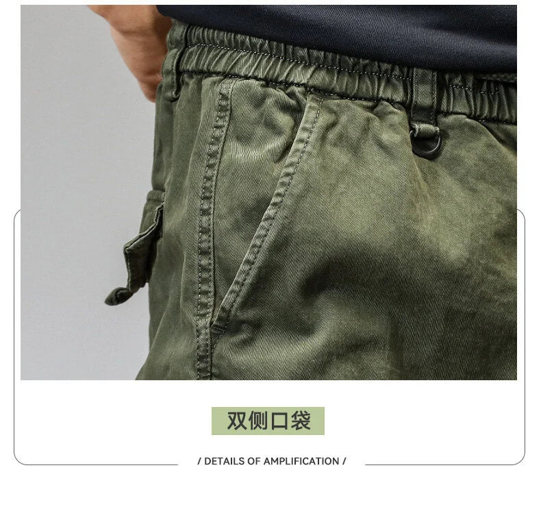 CAAYU Joggers Cargo Pants Mens Casual Y2k Multi-Pocket Male Trousers Sweatpants Streetwear Techwear Military Green Track Pants