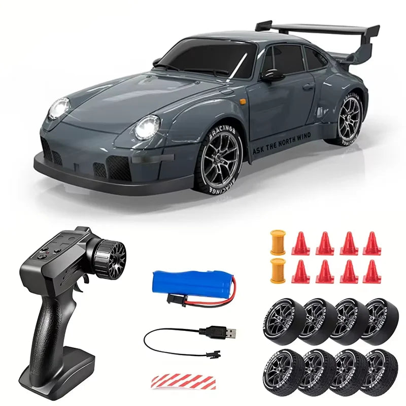 RC Drift Car 1/24 4WD Mini RC Racing Vehicle Model High Speed 2.4G Radio Half Scale with Light Remote Control Car Drive Gifts