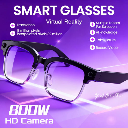 Smart AI Translation Smart Glasses Take Photos Recognizing Objects 4K Camera Bluetooth Music Call Intelligent Recording Glasses