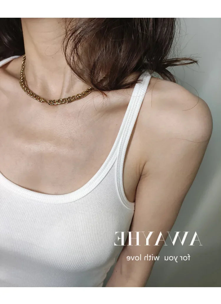 European Style Screw Thread Fitness Tank Top Women's Inner Wear Summer Outer Wear Fine Shoulder Strap Work Shirt Polyester Fiber