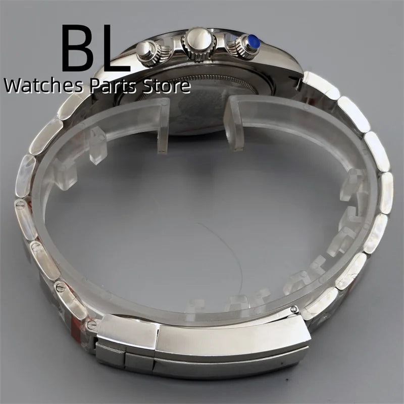 BLIGER/Sterile Gray Dial Chronograph VK63 Quartz Men's Watch 39mm Sapphire Case Black Bezel Luminous Stanless Steel/Rubber Strap