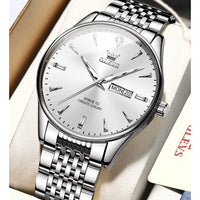 OLEVS Men's Watches Fashion Simple Calendar Week Luminous Waterproof  Steel Strap Man Watch Original Quartz Watches for Men 2929