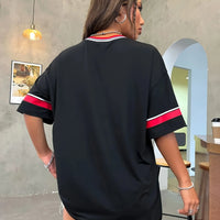 Women's Large Printed T-shirt Los Angeles 91 Letter Short Sleeve V-neck Loose Street Wear Sports Jersey Spring/Summer Tshirt Top