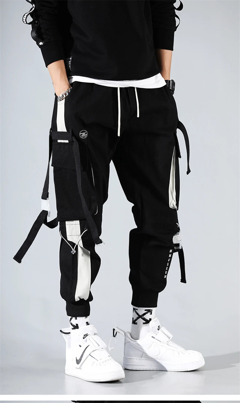 Men's Letter Flap Pocket Drawstring Cargo Pants Casual All-match Loose pantalon cargo homme Classic Fit Elastic work Trousers