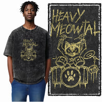 COOLMIND DB cat Printed Cotton Acid Washed Exclusive Graphic Unisex T Shirt Cool Streetwear Men Tshirts Big Size Tee for men