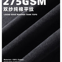 ZODF Trendy Summer Men Batik Washed 275gsm Cotton Tank Tops Unisex Oversized Loose Edge Sleeveless Vests Brand Tees HY1036