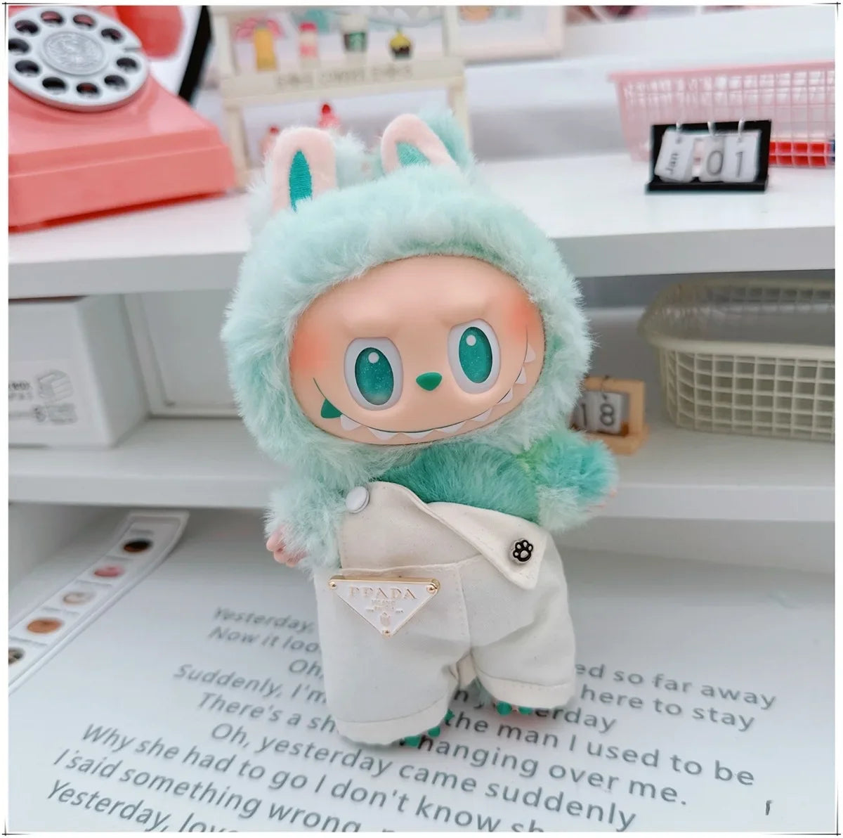 Para 15-17cm Labubu V1 V2 Idol muñeca traje sombrero monos ropa regalo Mini ropa de muñeca de peluche accesorios de atuendo