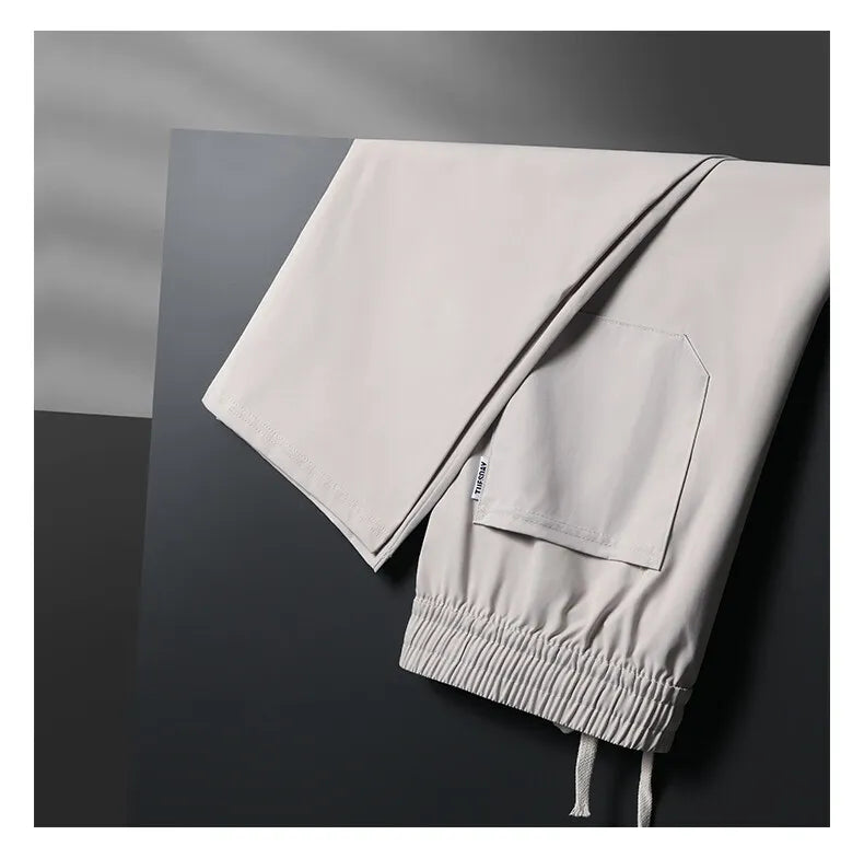 Summer Men's Elastic Waist Casual Pants Drawstring Jogger Pants Sports Wear Running Sweatpants 5XL