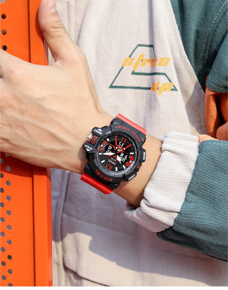 SMAEL Sport Watch for Men Waterproof Wristwatches Student Dual Display Digital Multi-function Stopwatch Clocks 8065 Male Watches