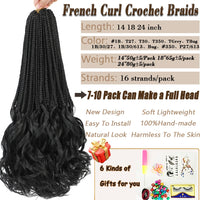 14 18 24 Inch French Curl Box Braids Crochet Hair Ombre Brown to Blonde Prelooped Synthetic French Curls Braiding Hair for Women