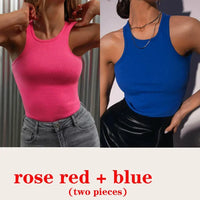 Women's Corset Summer 100% Cotton Crop Top Y2k Knitted Camis O Neck Knit Camisole Sleeveless Vest Solid Slim Tank Tops Women
