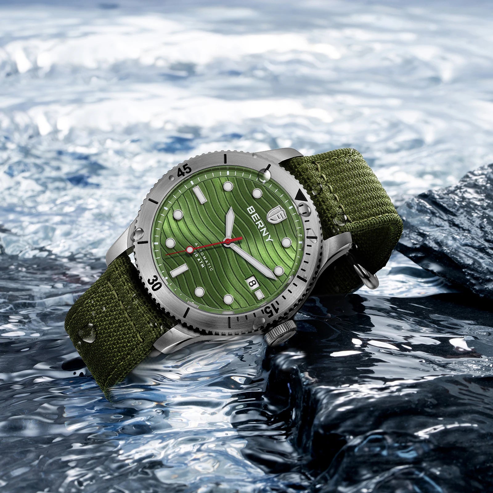 BERNY Top Automatic Diver Watch for Men PT5000 Movement 20ATM Waterproof Luminous Sapphire Lens Sport Swimming Diving Watch Men