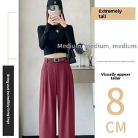 High Waist Slim Fit Straight Leg Suit Pants Wide Leg Casual Trousers Women's Autumn New Arrival Red Color Business Office Wear