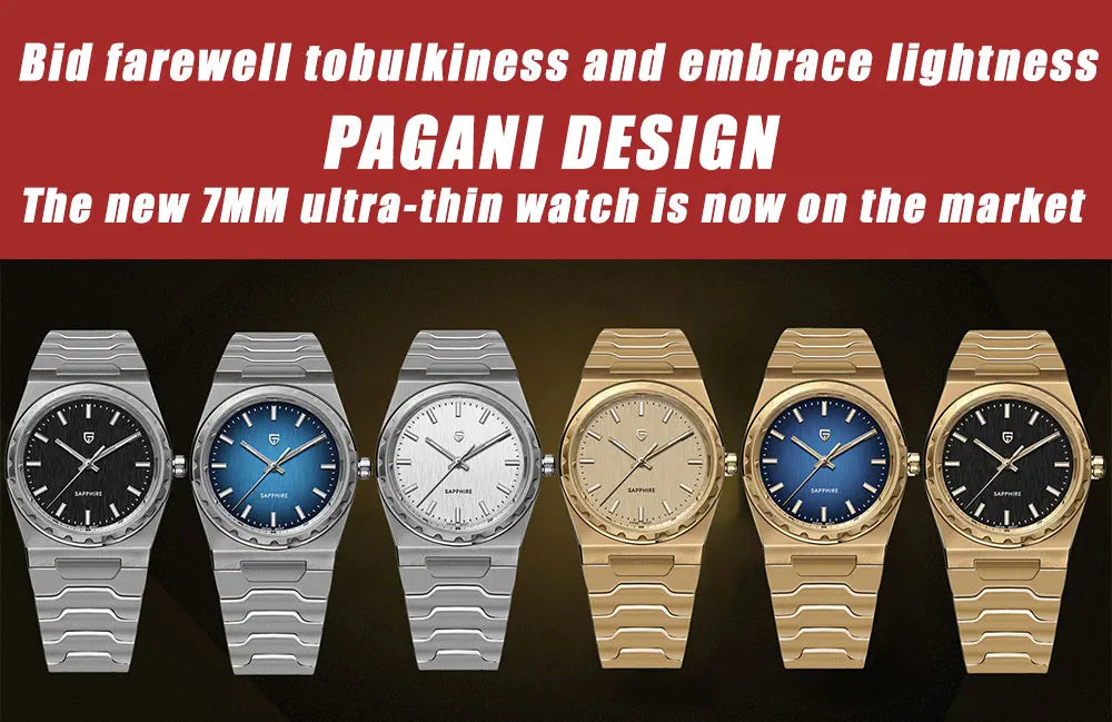 2025 New PAGANI DESIGN Men's Quartz Watch 37MM VJ21 Sapphire Stainless Steel Waterproof Wristwatches Reloj Hombre PDYS020