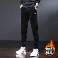 Winter Pants Men Work Wear Baggy Brushed Joggers Streetwear Elastic Waist Male Korean Designer Corduroy Plush Thicken Trousers