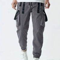 Fashion Men's Casual Techwear Drawstring Multi Flap Pockets Cargo Pants Hip hop Joggers Pant