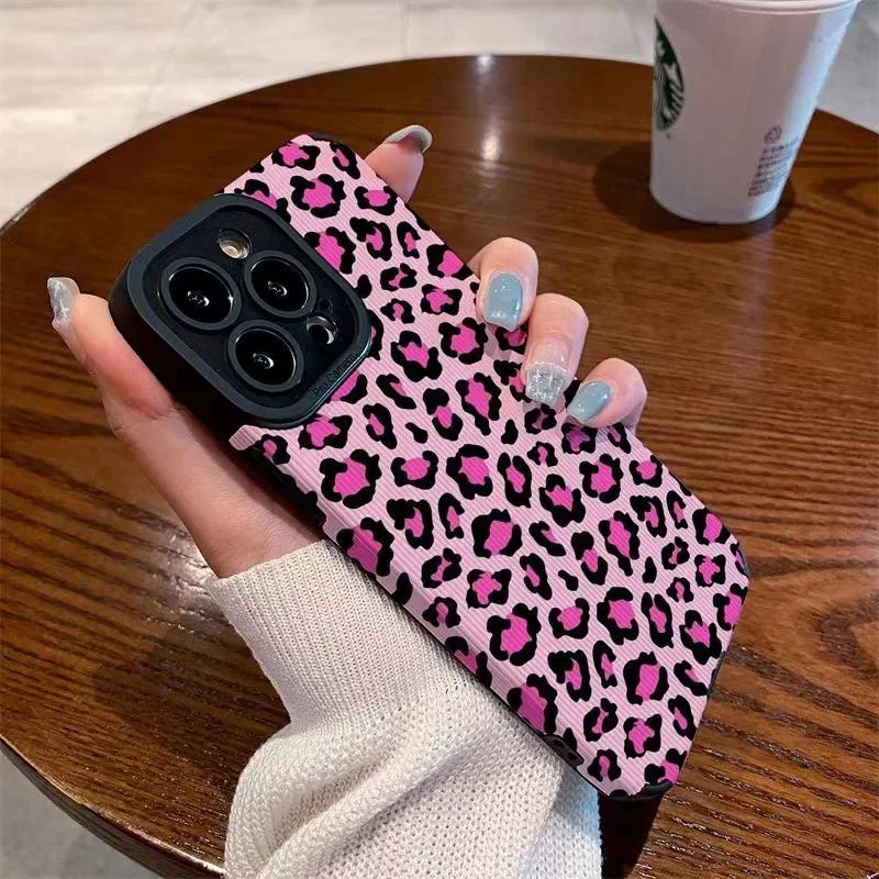 Fashion Soft Phone Cases For iPhone 13 12 MINI 11 14 15 16 Pro Max XS Max XR 7 8 Plus Leopard Pattern Silicone Case Back Cover