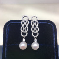 Freshwater Pearl Earring Celebrity Style Premium Jewelry Inlaid Sparkling Zircon Entangle Banquet Elegant Wedding Gift For Woman