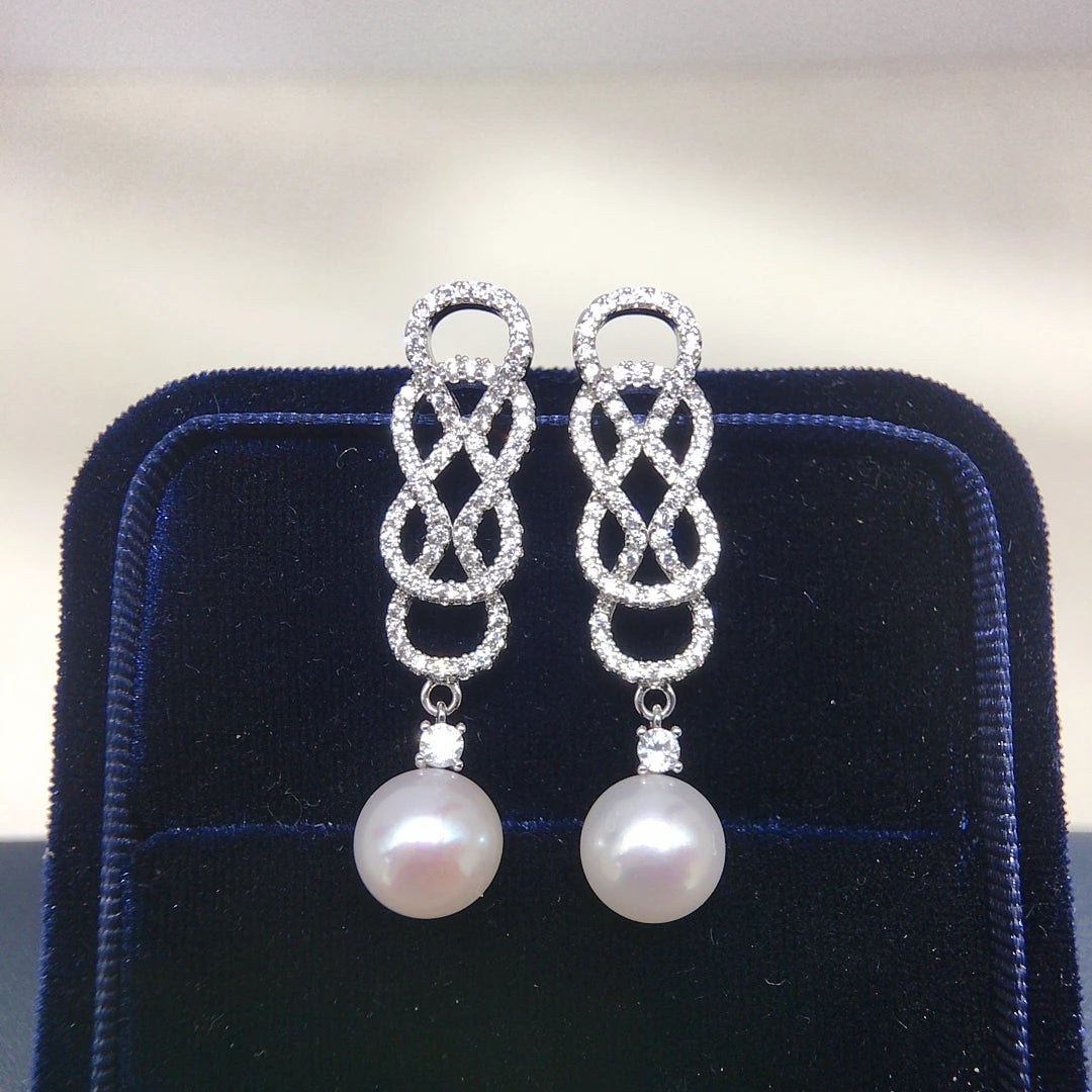 Freshwater Pearl Earring Celebrity Style Premium Jewelry Inlaid Sparkling Zircon Entangle Banquet Elegant Wedding Gift For Woman