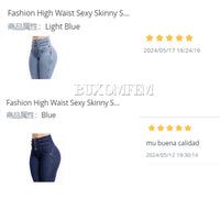 Fashion High Waist Sexy Skinny Stretch Jeans for Women Button Fly Straight Leg Pencil Pants Wrap Hips Trousers Y2K Streetwear