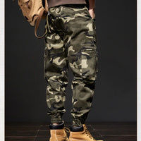 2025 NewMen's Fleece-Lined American Camouflage Casual Multi-Pocket Loose Zipper Jogger Pants Autumn Youth Trendy Workwear