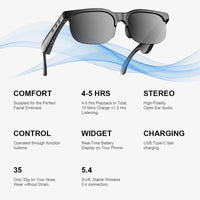 Smart Glasses AI Wireless Glasses With Wireless Speakers HD Call Bluetooth Music Earphones Sports Glasses Black Sunglasses