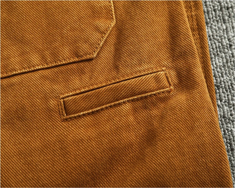 Retro Heavyweight Minimalist Workwear Pants Men's Loose Straight Leg Casual 100% Cotton Twill Woven 3D Stand Cut Tapered Pants