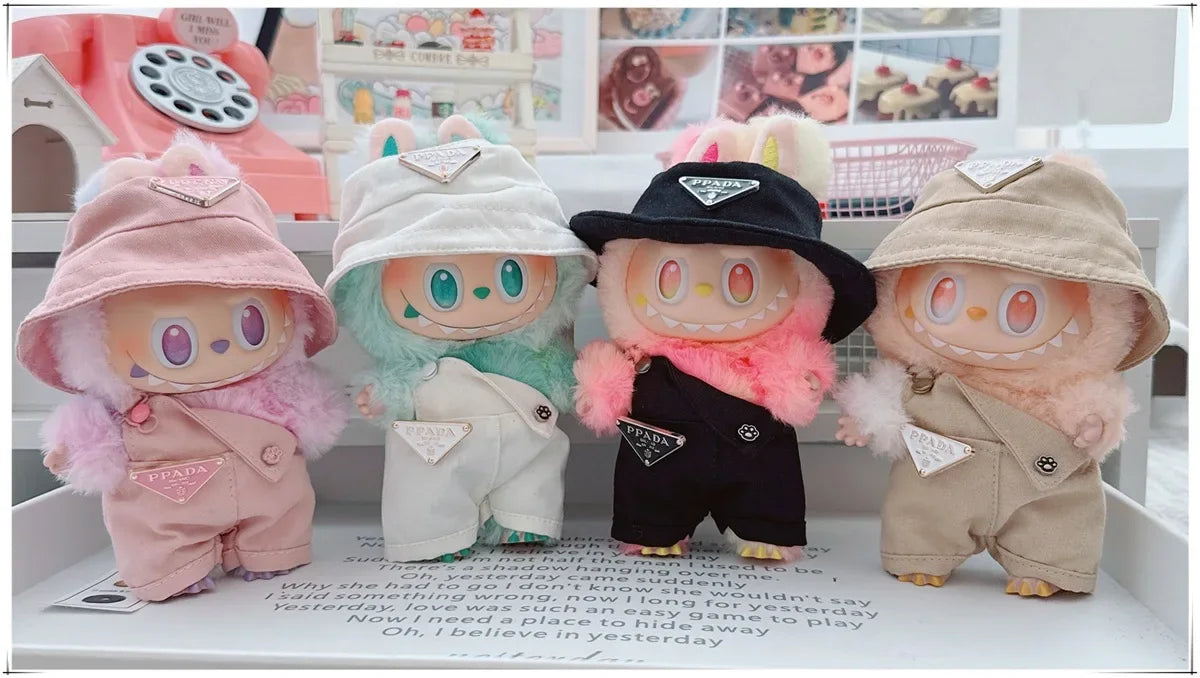 Para 15-17cm Labubu V1 V2 Idol muñeca traje sombrero monos ropa regalo Mini ropa de muñeca de peluche accesorios de atuendo
