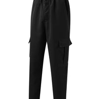Men s Loose Cargo Long Pants Solid Color Drawstring Waist Straight Leg Trousers Casual Work Pants with Pockets