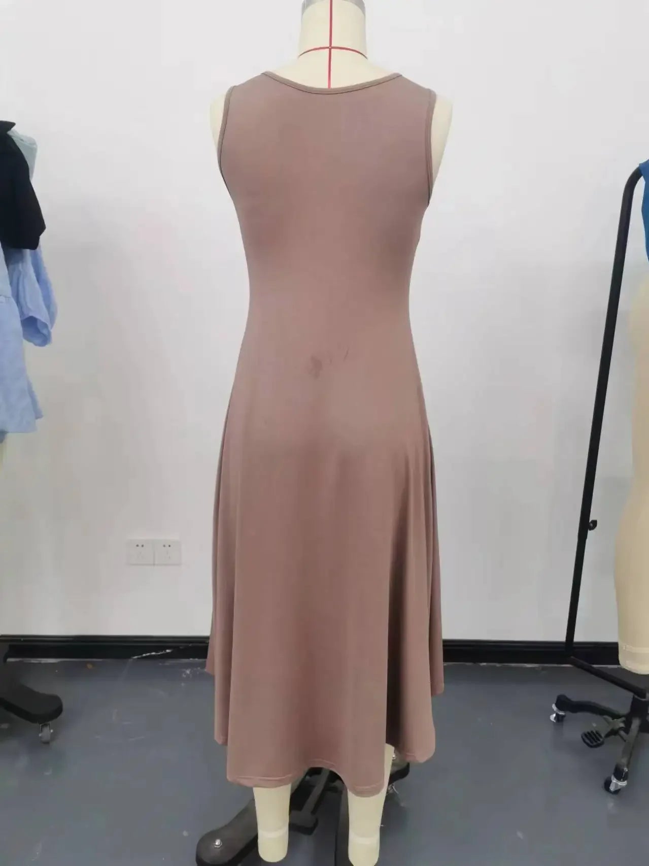 Summer New Women's Dress Fashion Sexy Slim Sleeveless A-line Dress Elegant Simple Office Red Korean Midi Dress For Female Party