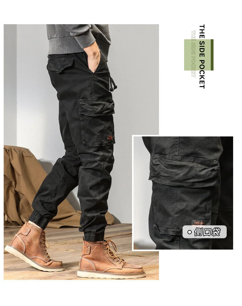 CAAYU Joggers Cargo Pants Mens Casual Y2k Multi-Pocket Male Trousers Sweatpants Streetwear Techwear Military Green Track Pants