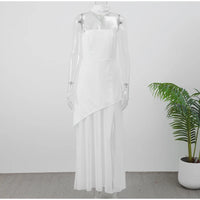 Fashion Contrast Women's V-neck Sling Long Dress For Women Elegant Pleated Backless Sleveless Maxi Dresses Lady Evening Vestidos