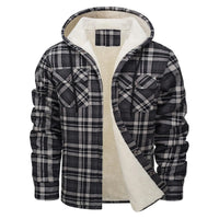 Thick Warm Flannel Hooded Jacket Mens Sherpa Fleece Lined Winter Coats Button Down Fashion Casual Plaid Shirt Jacket With Pocket