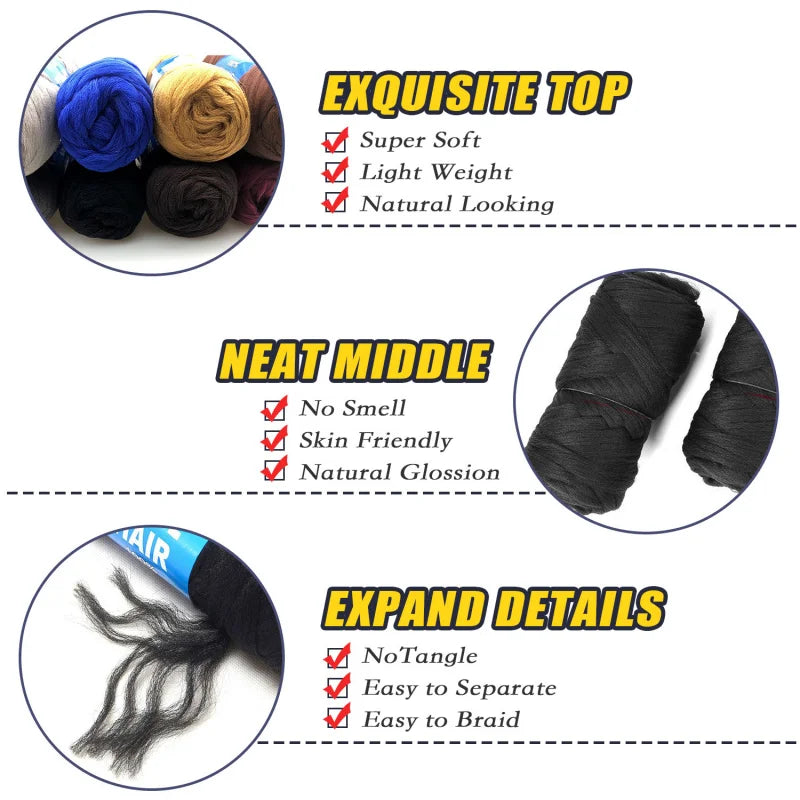 70g/ball Brazilian Wool Hair Yarn for Braiding Synthetic Artificial Senegalese Twisting Wig Hair Attachment Knitting Salon