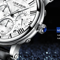 Fashion Mens Watches Top Brand Luxury Genuine Leather Strap Quartz Men's Watch Business Casual Date Chronograph Watch Men