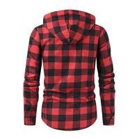 Men's New Plaid Hooded Sweater Long Sleeve Casual Thin Jacket Stand Hooded Shirt European Style Fashionable Outwear